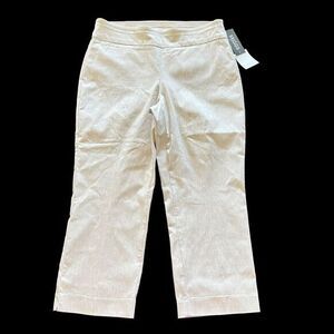 Briggs Women's Ankle Crop Pants 10 Pull on Light Tan Stretch Comfort‎ Brand New